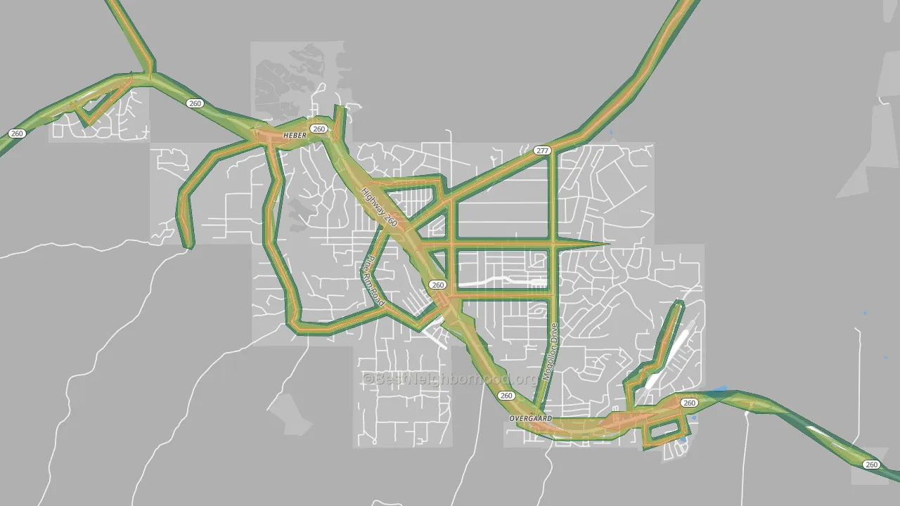 Heber-Overgaard, AZ Map of Noise Levels in Heber-Overgaard