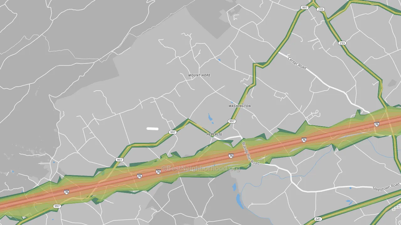 Heberlig, PA Map of Noise Levels in Heberlig