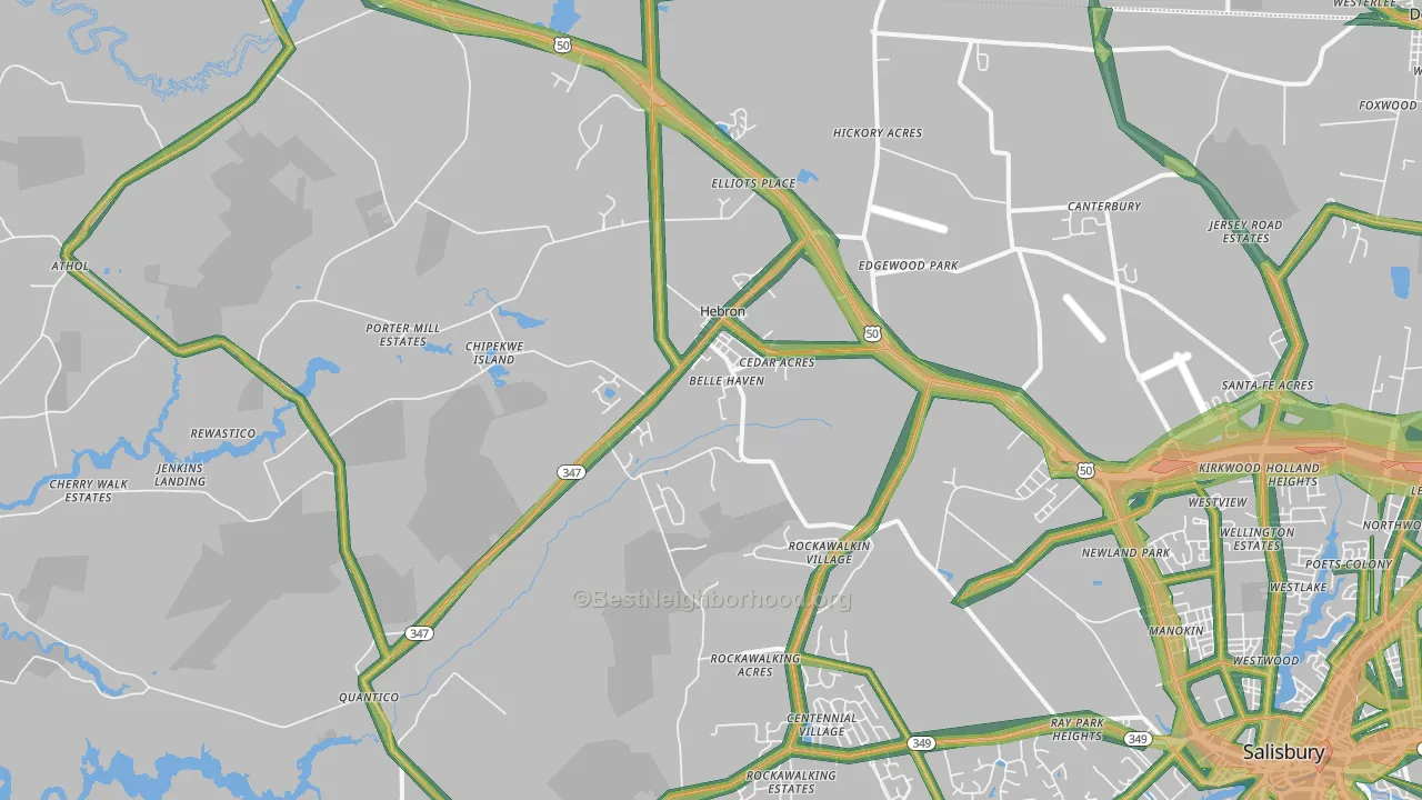 Hebron, MD Map of Noise Levels in Hebron