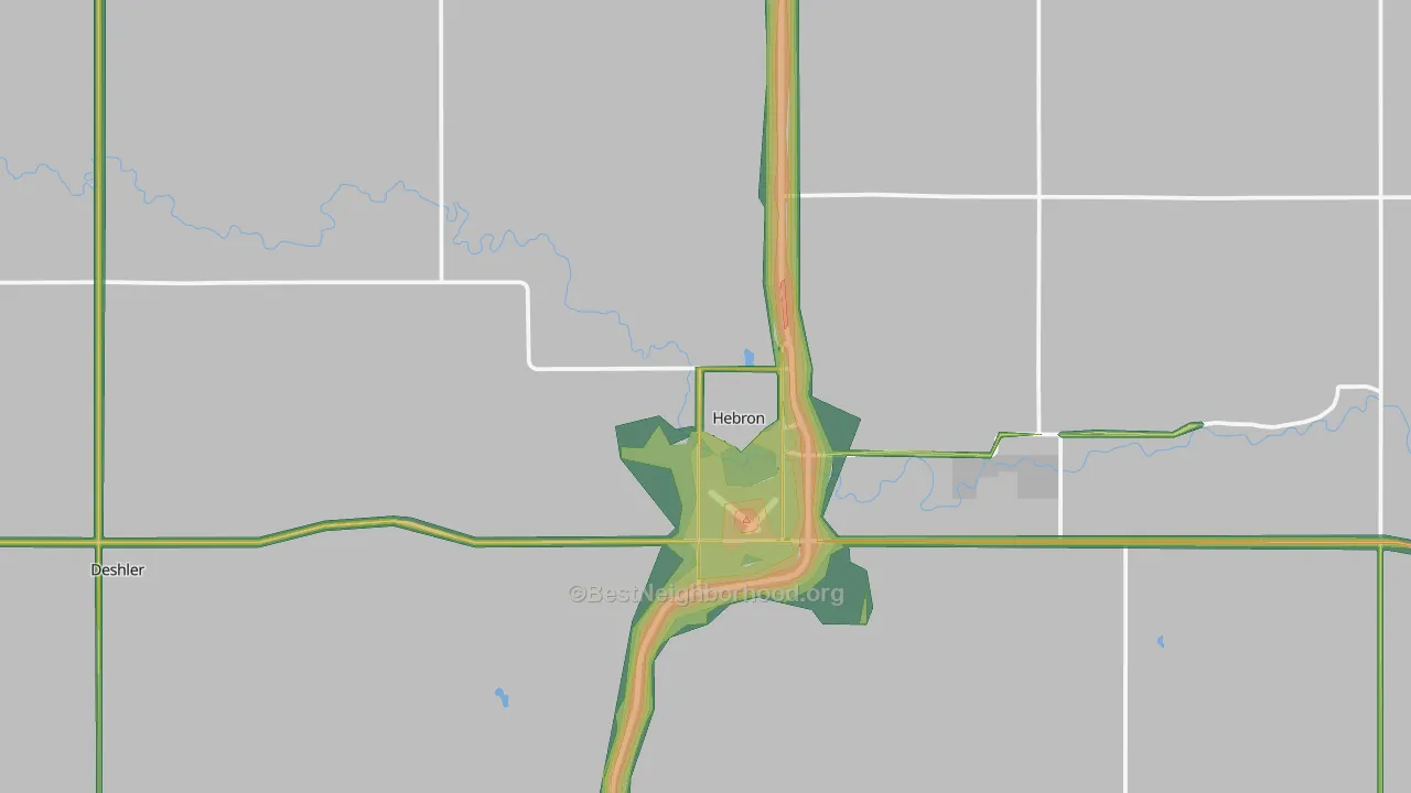 Hebron, NE Map of Noise Levels in Hebron