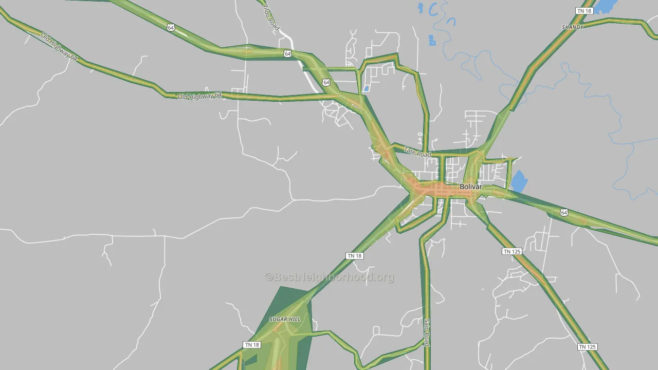 Hebron, TN Map of Noise Levels in Hebron