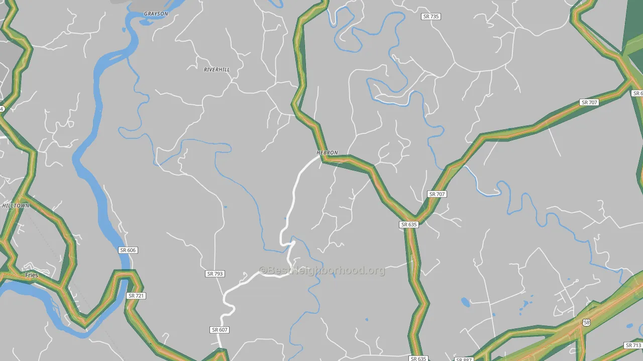 Hebron, VA Map of Noise Levels in Hebron