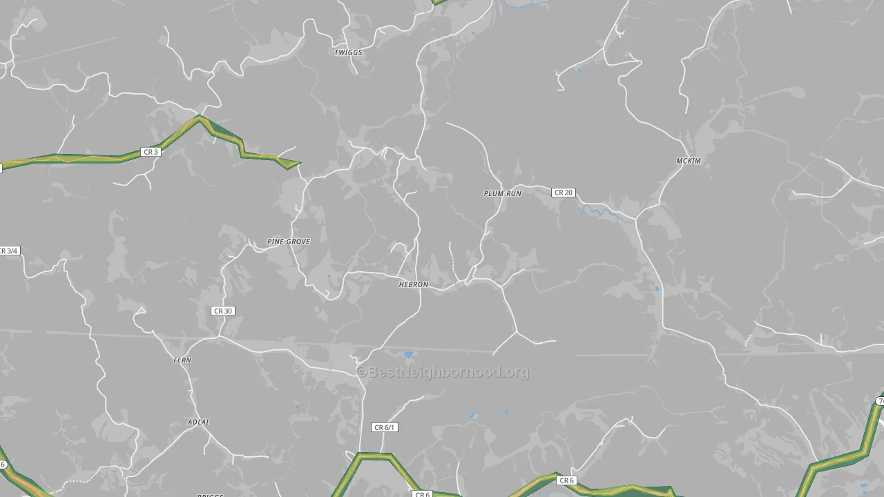 Hebron, WV Map of Noise Levels in Hebron