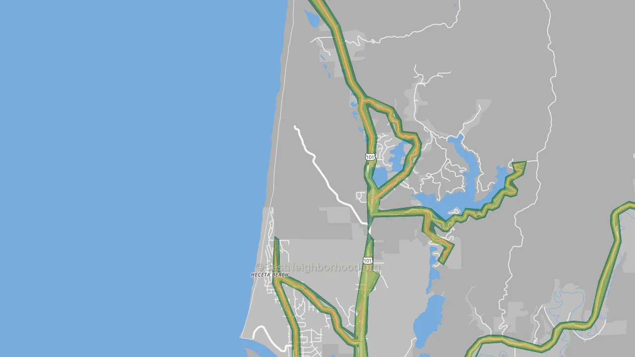 Heceta Beach, OR Map of Noise Levels in Heceta Beach