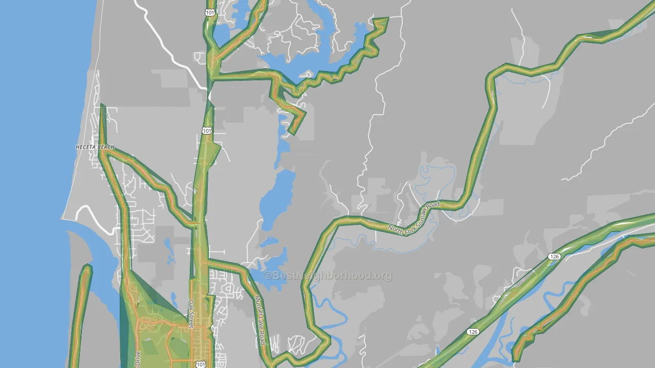 Heceta Junction, OR Map of Noise Levels in Heceta Junction
