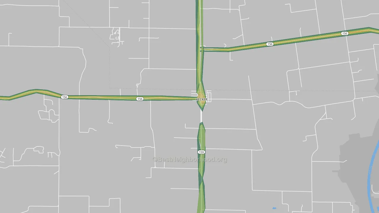Hecker, IL Map of Noise Levels in Hecker