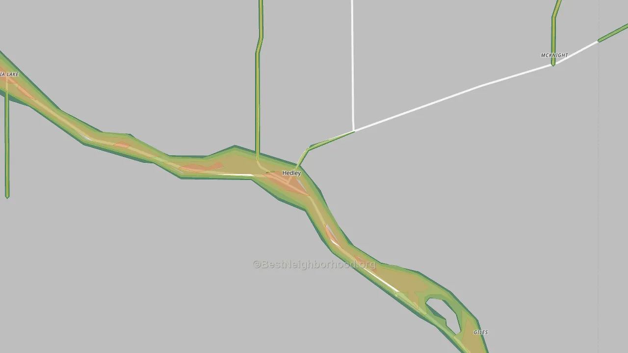 Hedley, TX Map of Noise Levels in Hedley