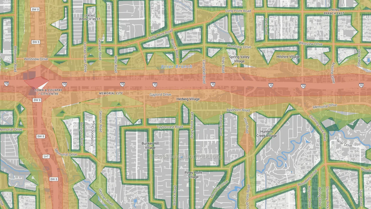 Hedwig Village, TX Map of Noise Levels in Hedwig Village