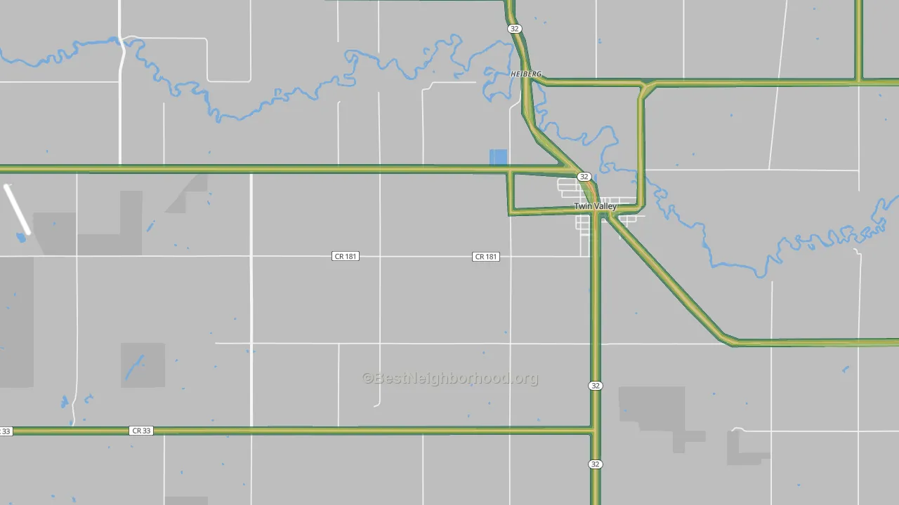 Heiberg, MN Map of Noise Levels in Heiberg