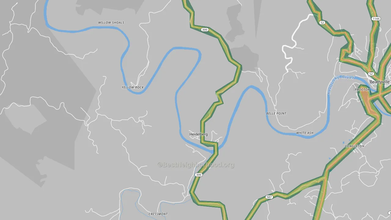Heidelberg, KY Map of Noise Levels in Heidelberg