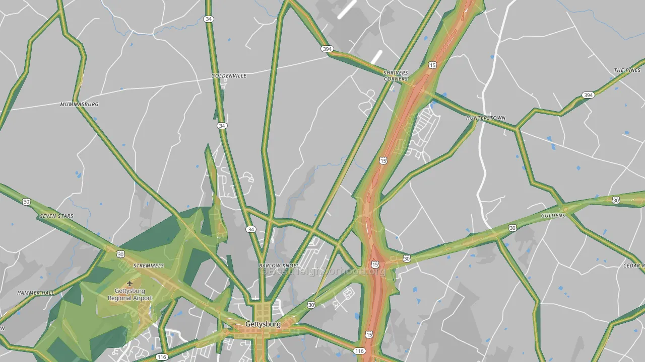 Heidlersburg, PA Map of Noise Levels in Heidlersburg
