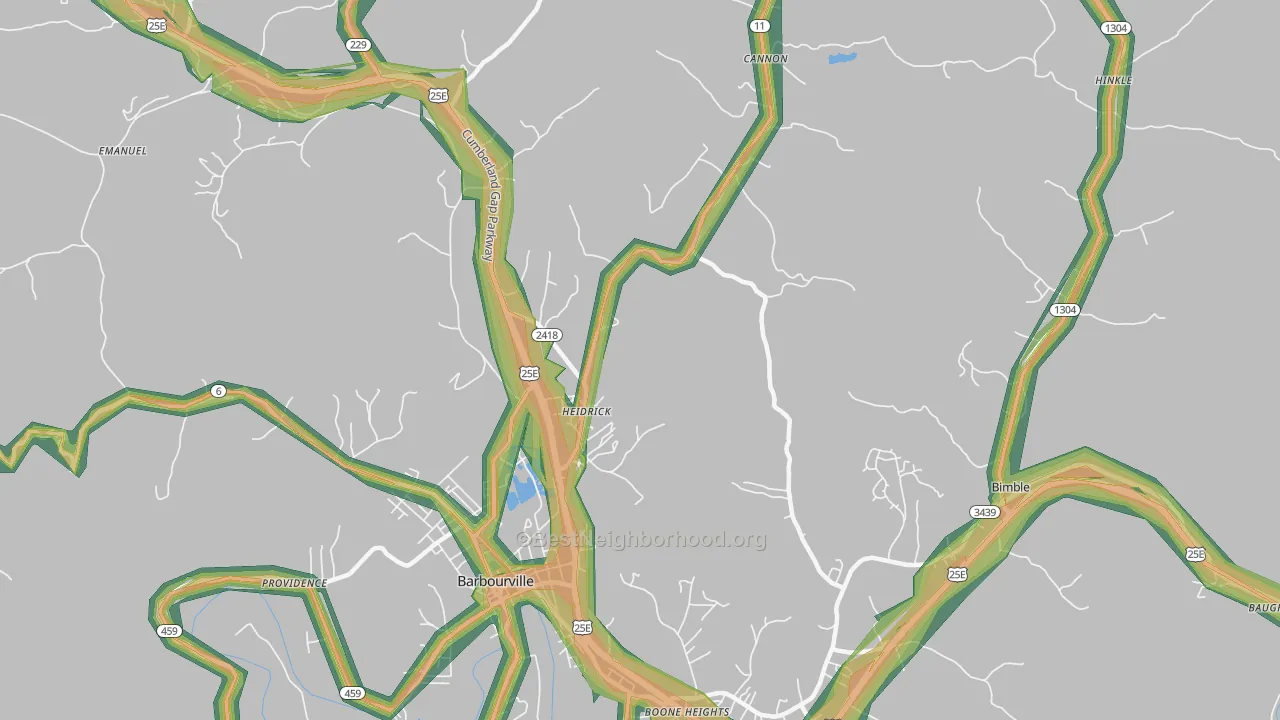 Heidrick, KY Map of Noise Levels in Heidrick