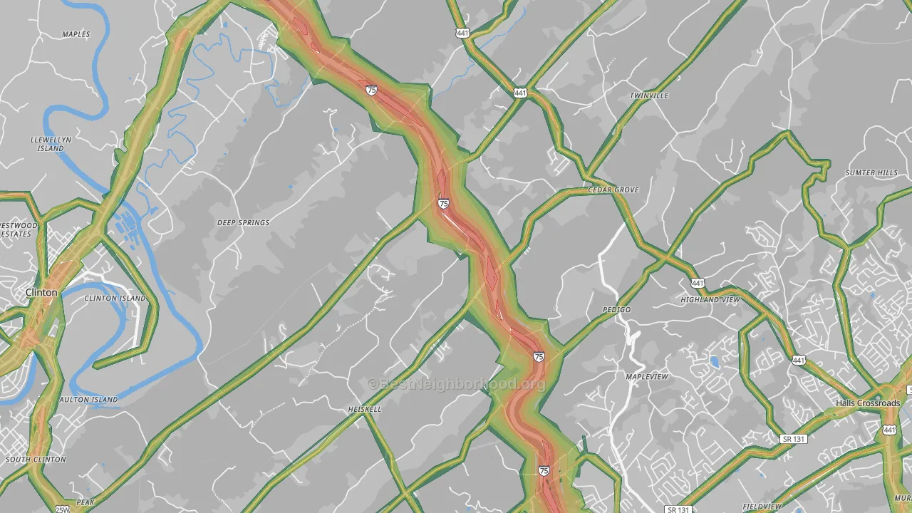 Heiskell, TN Map of Noise Levels in Heiskell