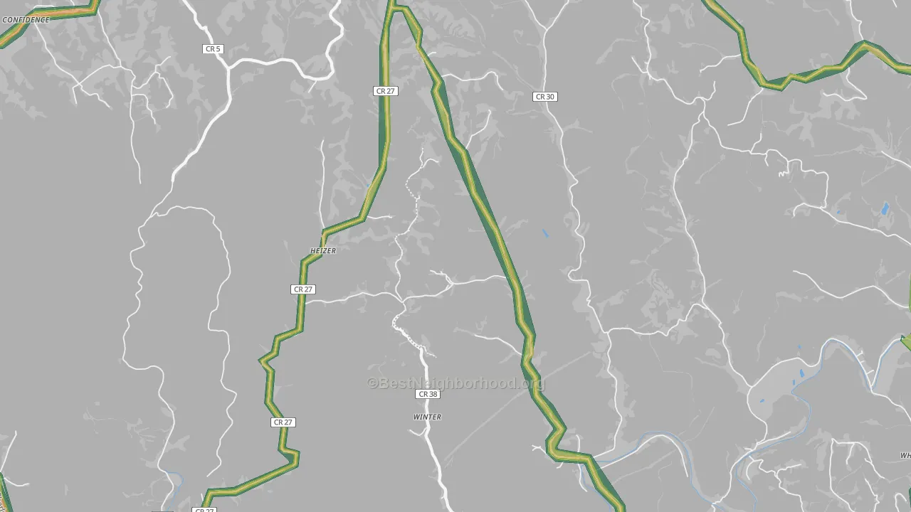 Heizer, WV Map of Noise Levels in Heizer