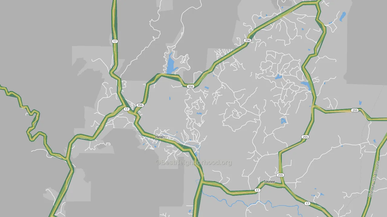 Helen, GA Map of Noise Levels in Helen