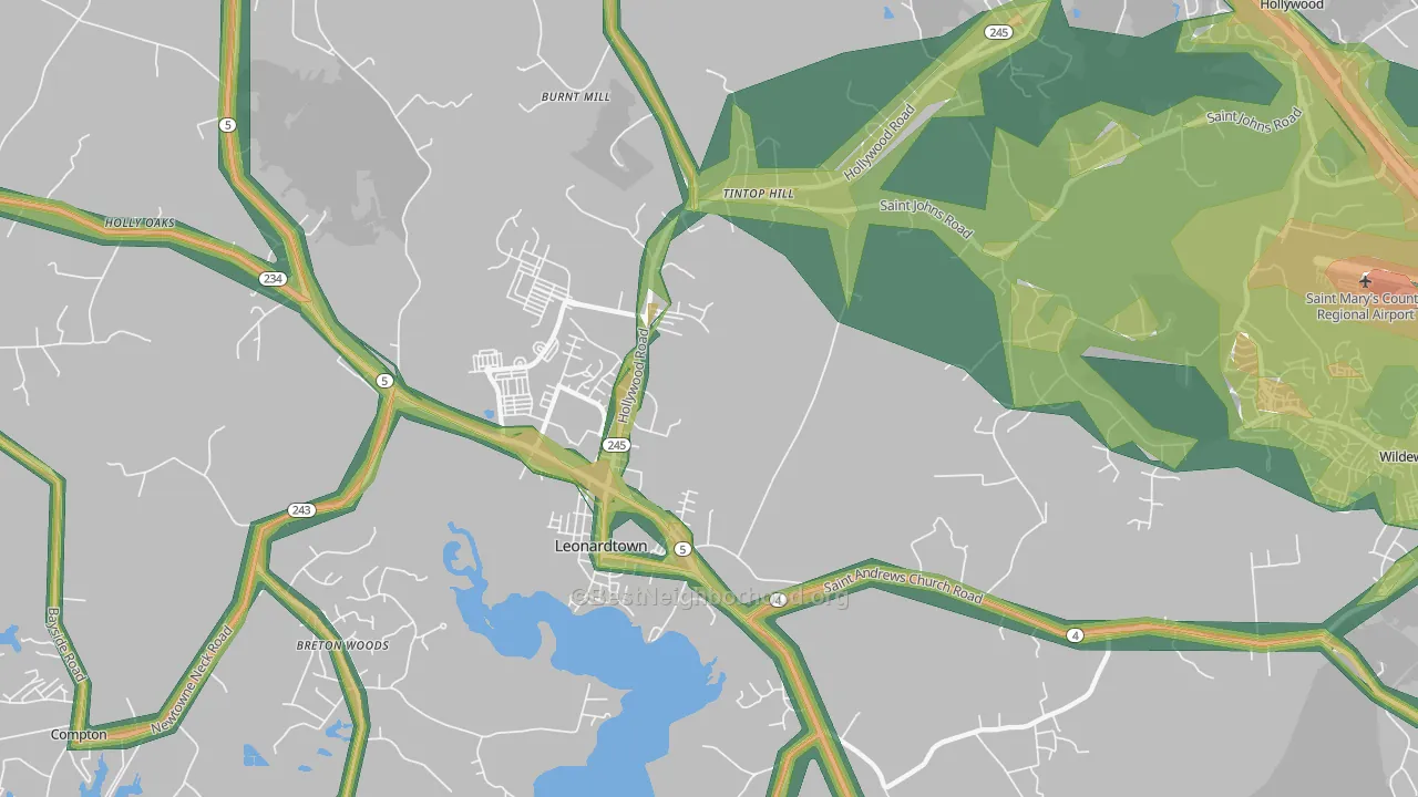Helen, MD Map of Noise Levels in Helen