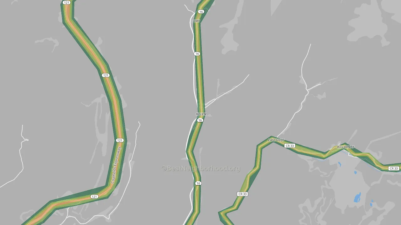 Helen, WV Map of Noise Levels in Helen