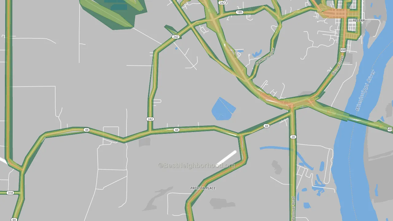 Helena Crossing, AR Map of Noise Levels in Helena Crossing
