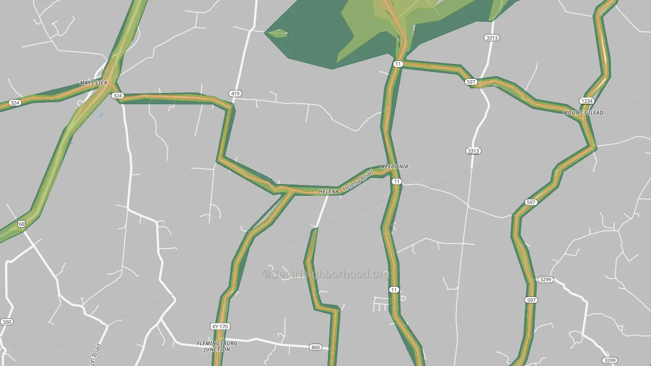 Helena, KY Map of Noise Levels in Helena