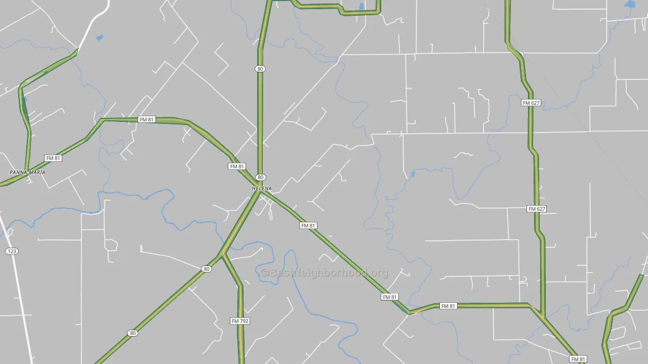 Helena, TX Map of Noise Levels in Helena