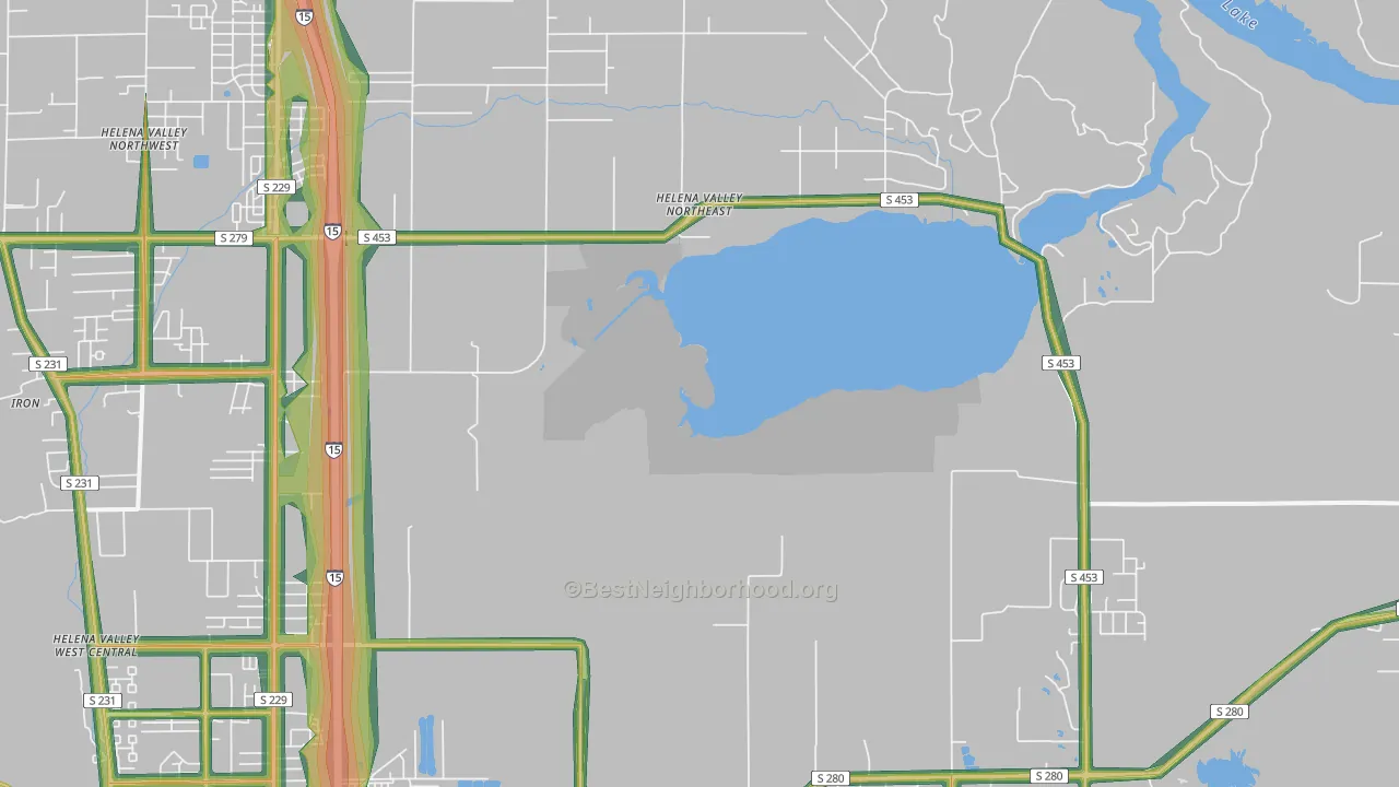 Helena Valley Northeast, MT Map of Noise Levels in Helena Valley Northeast