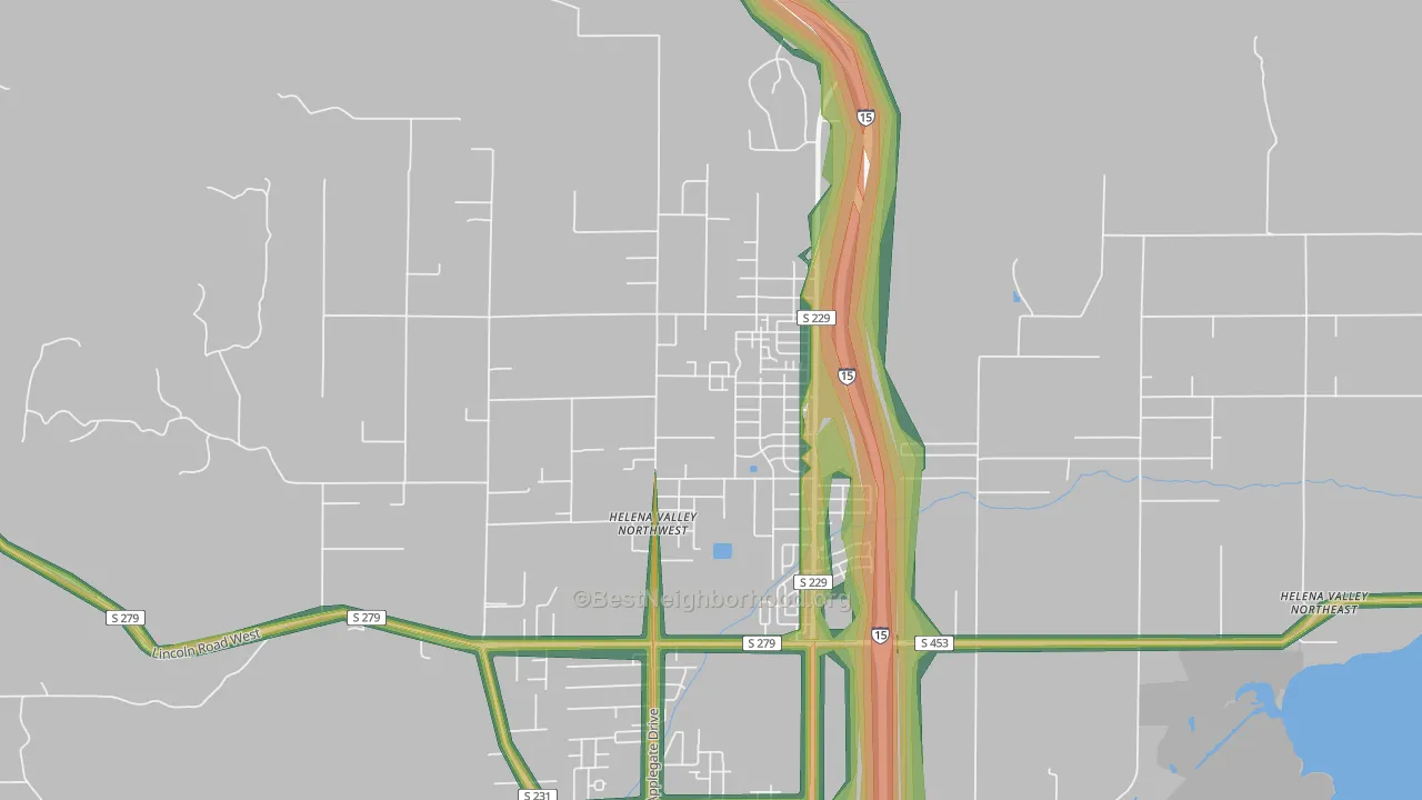 Helena Valley Northwest, MT Map of Noise Levels in Helena Valley Northwest