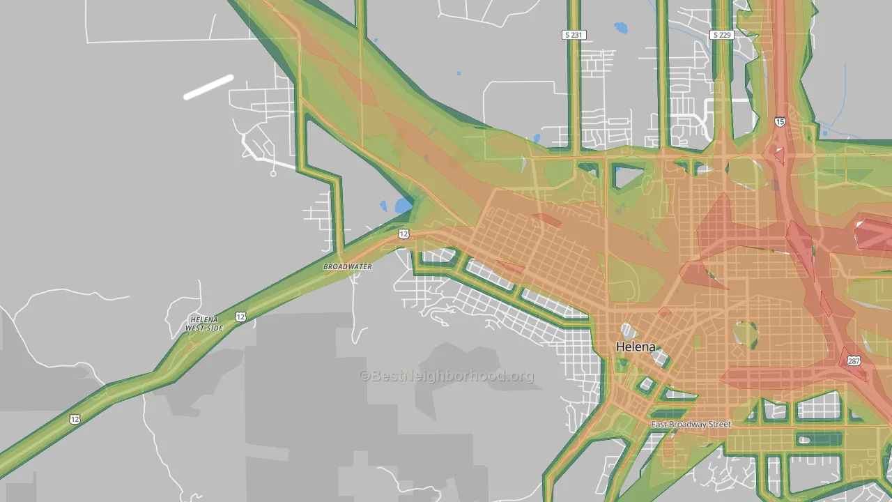 Helena West Side, MT Map of Noise Levels in Helena West Side