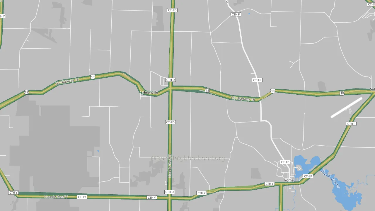 Helenville, WI Map of Noise Levels in Helenville