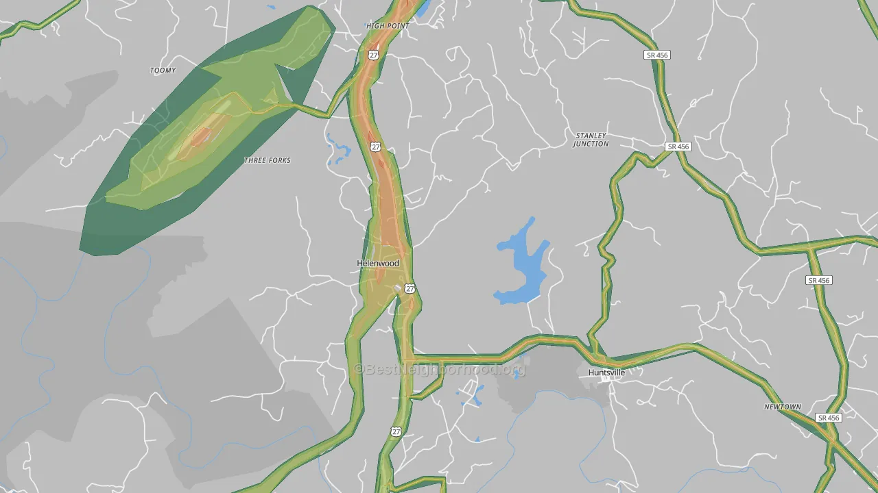 Helenwood, TN Map of Noise Levels in Helenwood