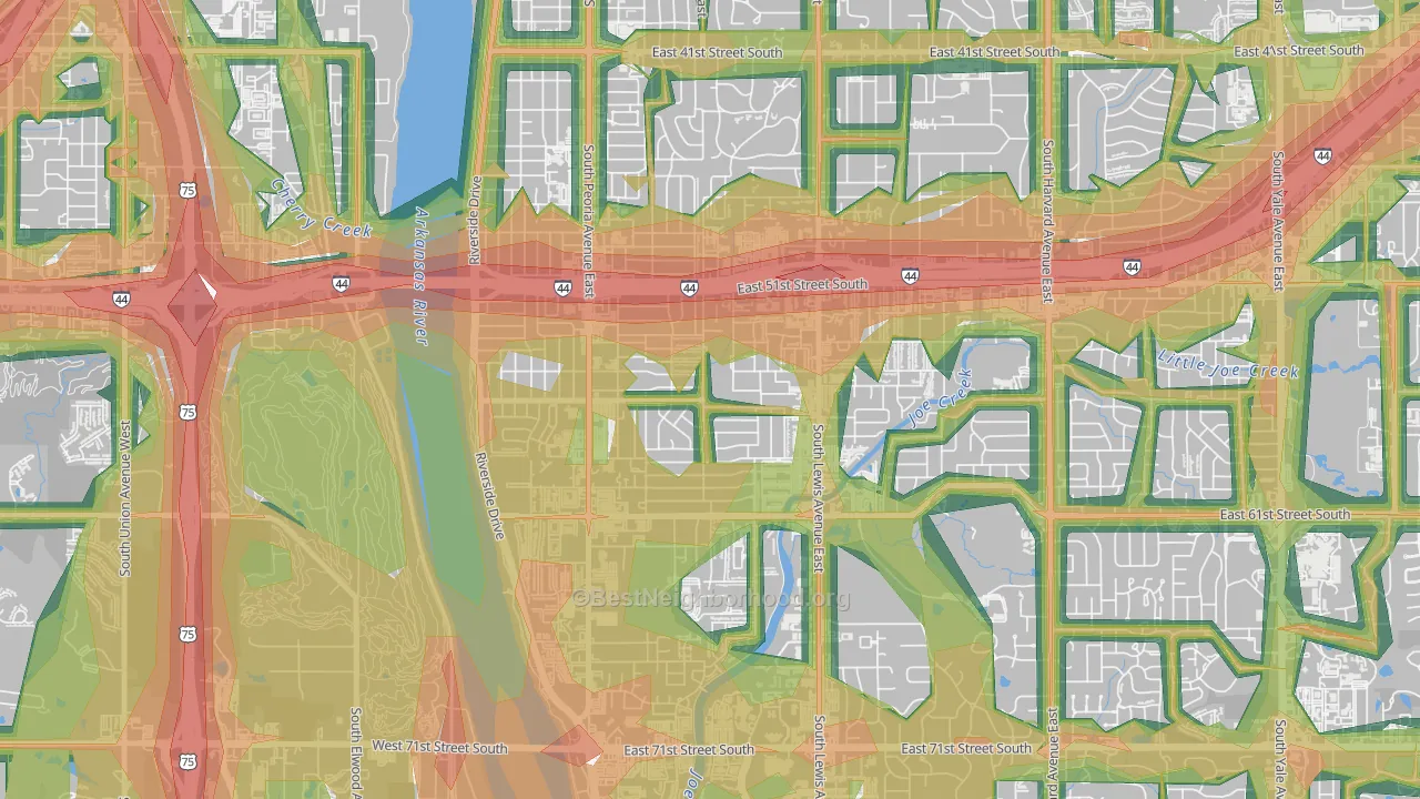 Heller Park, Tulsa, OK Map of Noise Levels in Heller Park