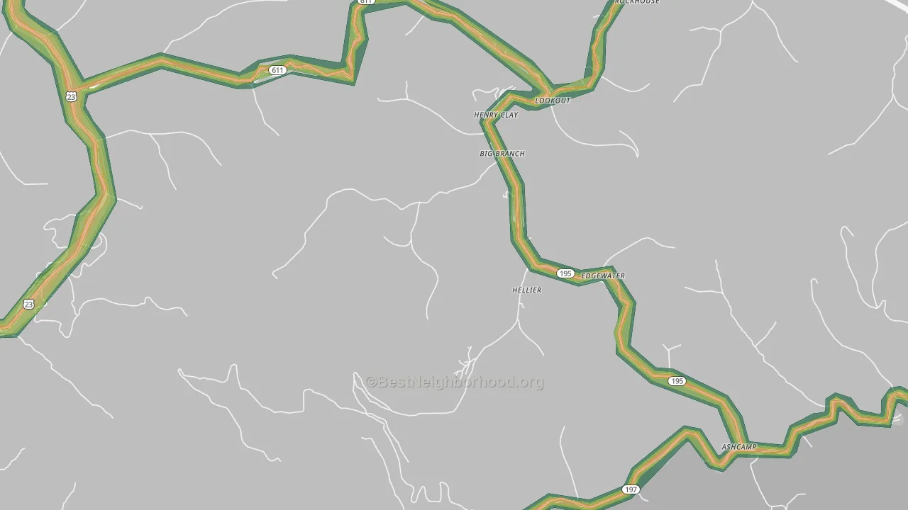 Hellier, KY Map of Noise Levels in Hellier