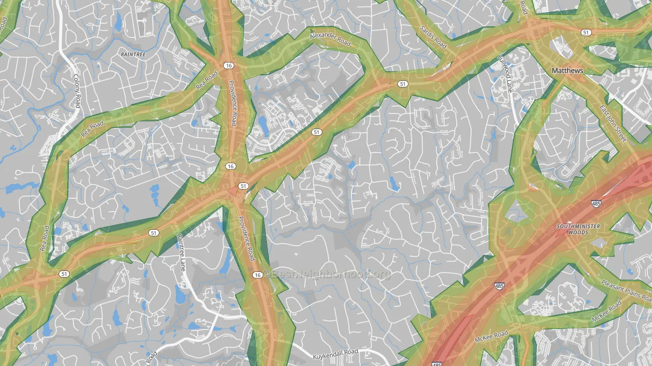 Hembstead, Charlotte, NC Map of Noise Levels in Hembstead
