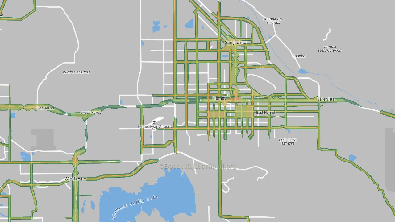 Hemet, CA Map of Noise Levels in Hemet