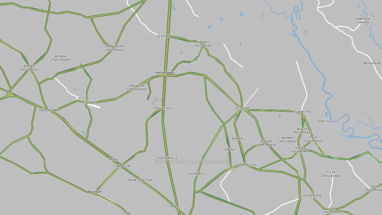 Hemingway, SC Map of Noise Levels in Hemingway