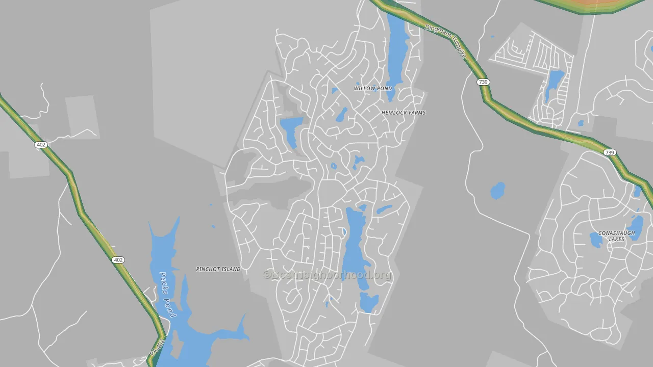 Hemlock Farms, PA Map of Noise Levels in Hemlock Farms