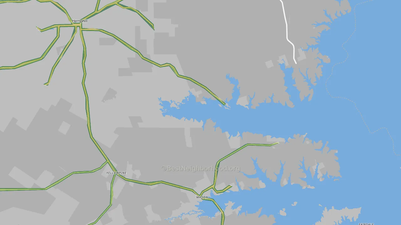 Hemphill, TX Map of Noise Levels in Hemphill