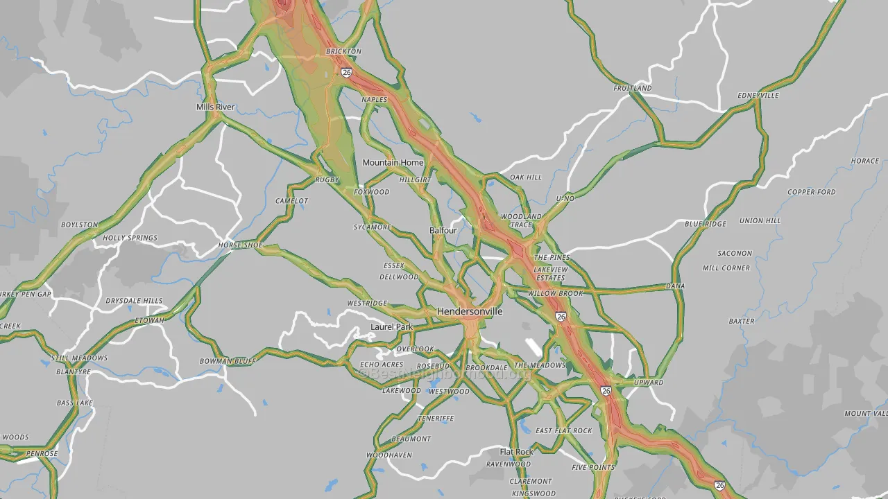 Henderson County, NC Map of Noise Levels in Henderson County