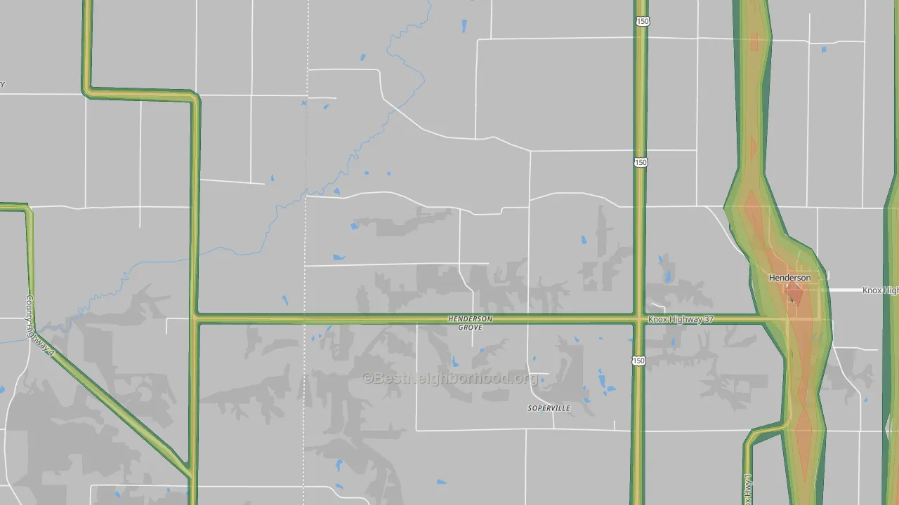 Henderson Grove, IL Map of Noise Levels in Henderson Grove