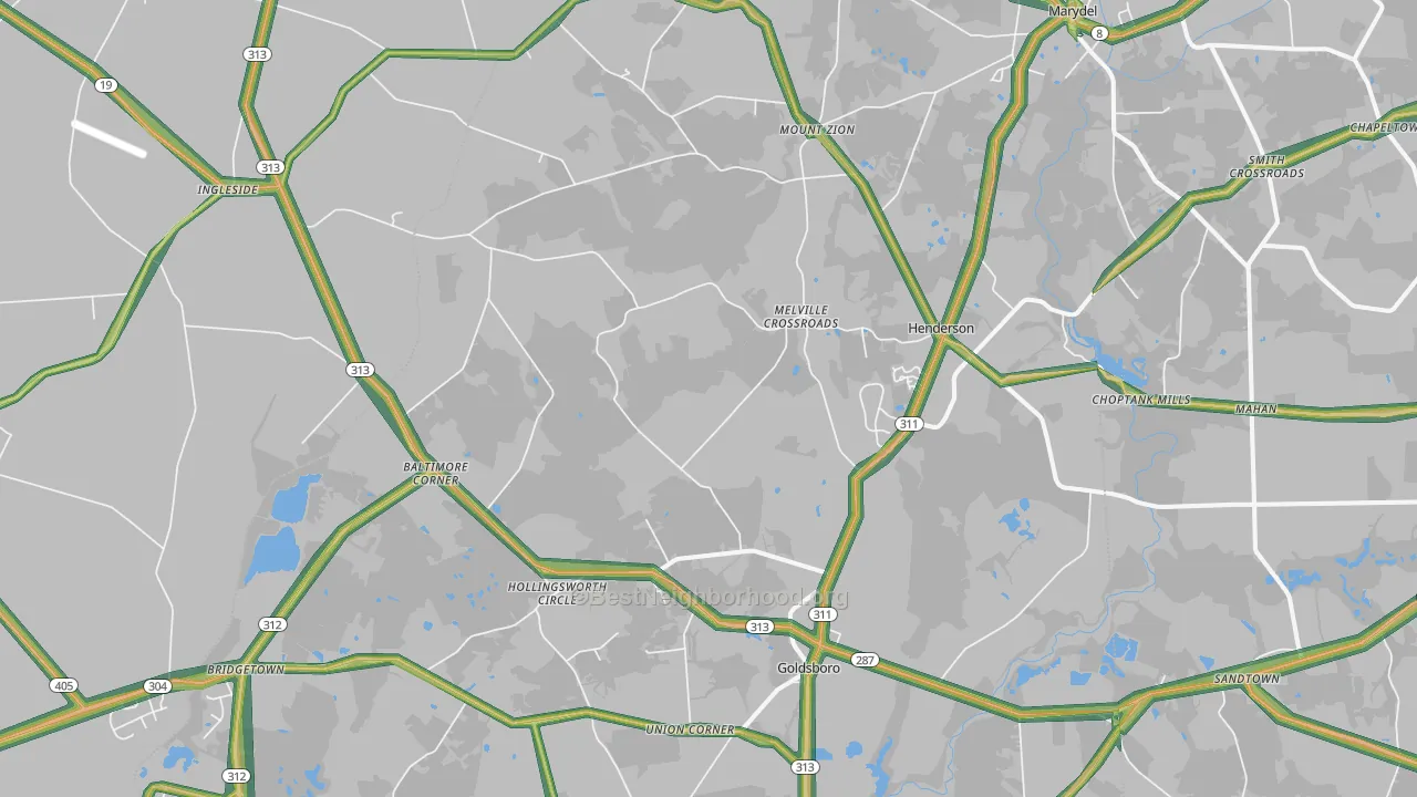 Henderson, MD Map of Noise Levels in Henderson