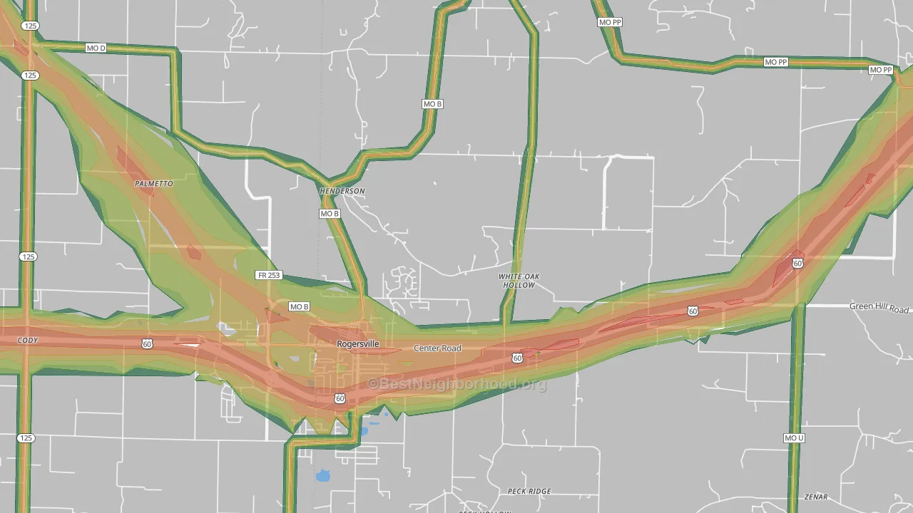 Henderson, MO Map of Noise Levels in Henderson