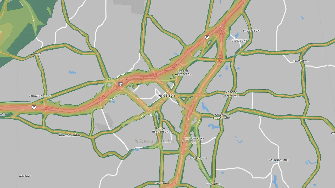 Henderson, NC Map of Noise Levels in Henderson