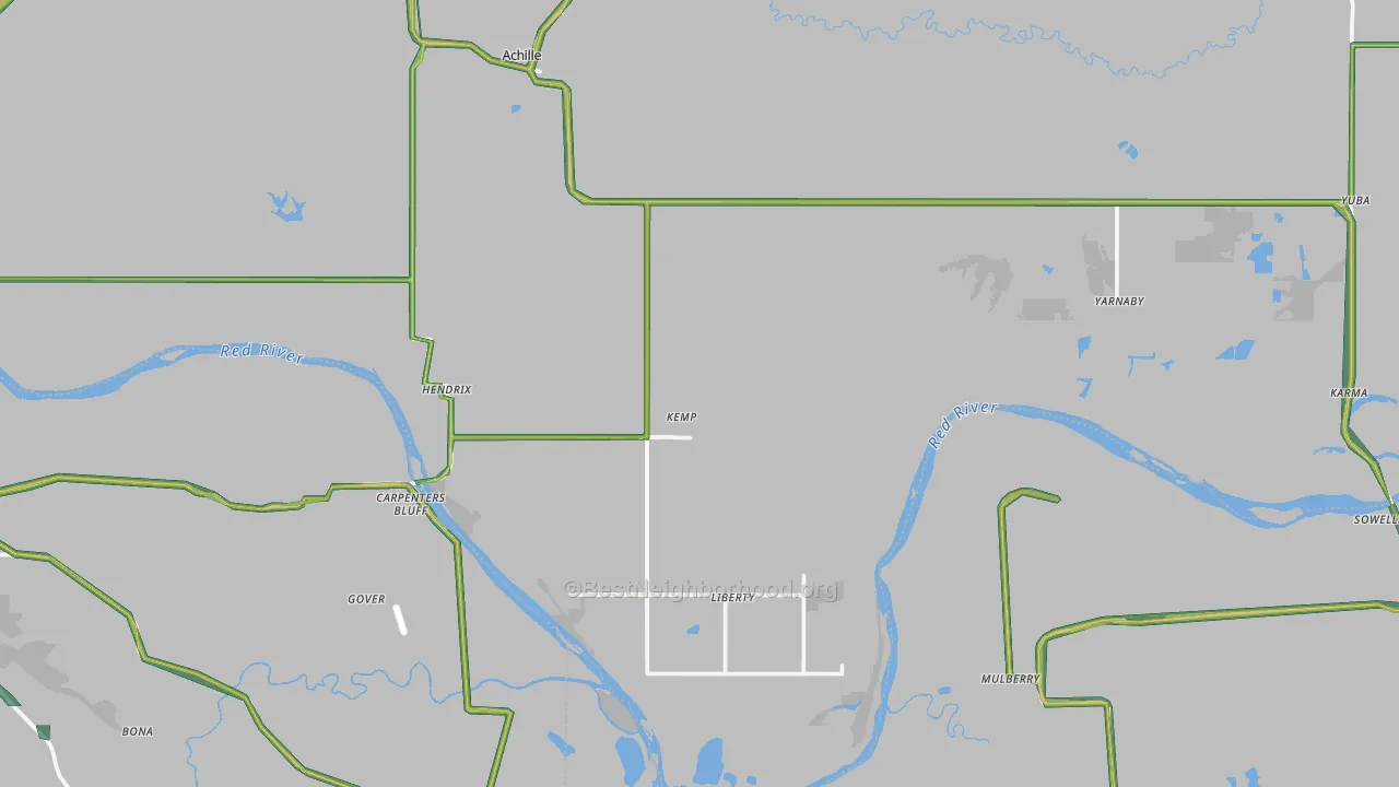 Hendrix, OK Map of Noise Levels in Hendrix