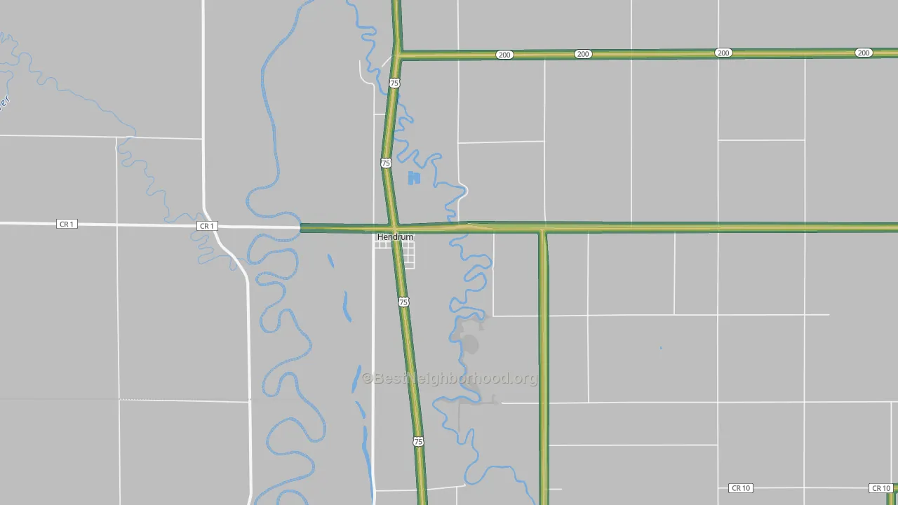 Hendrum, MN Map of Noise Levels in Hendrum