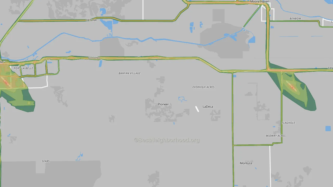 Hendry County, FL Map of Noise Levels in Hendry County