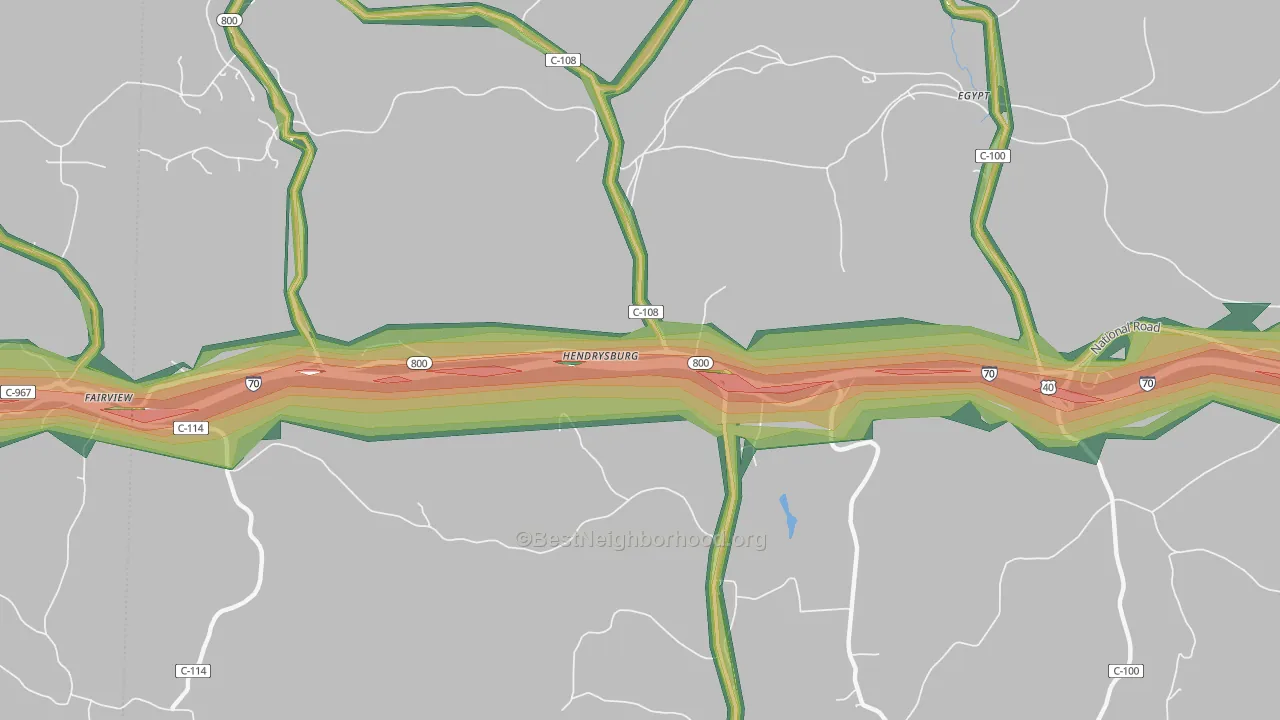 Hendrysburg, OH Map of Noise Levels in Hendrysburg