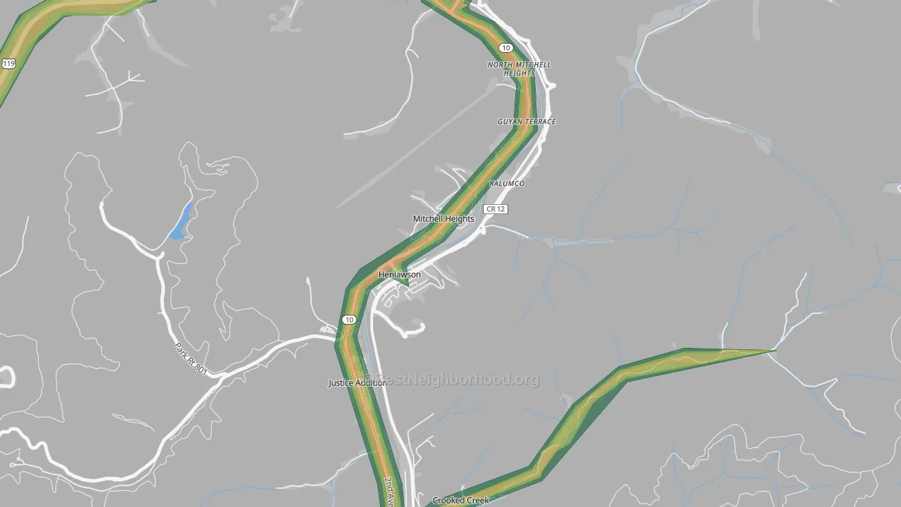 Henlawson, WV Map of Noise Levels in Henlawson