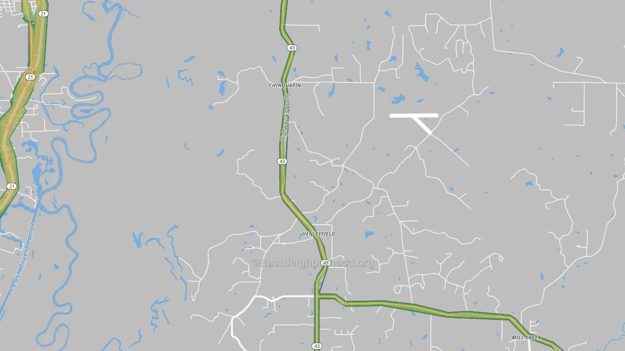 Henleyfield, MS Map of Noise Levels in Henleyfield