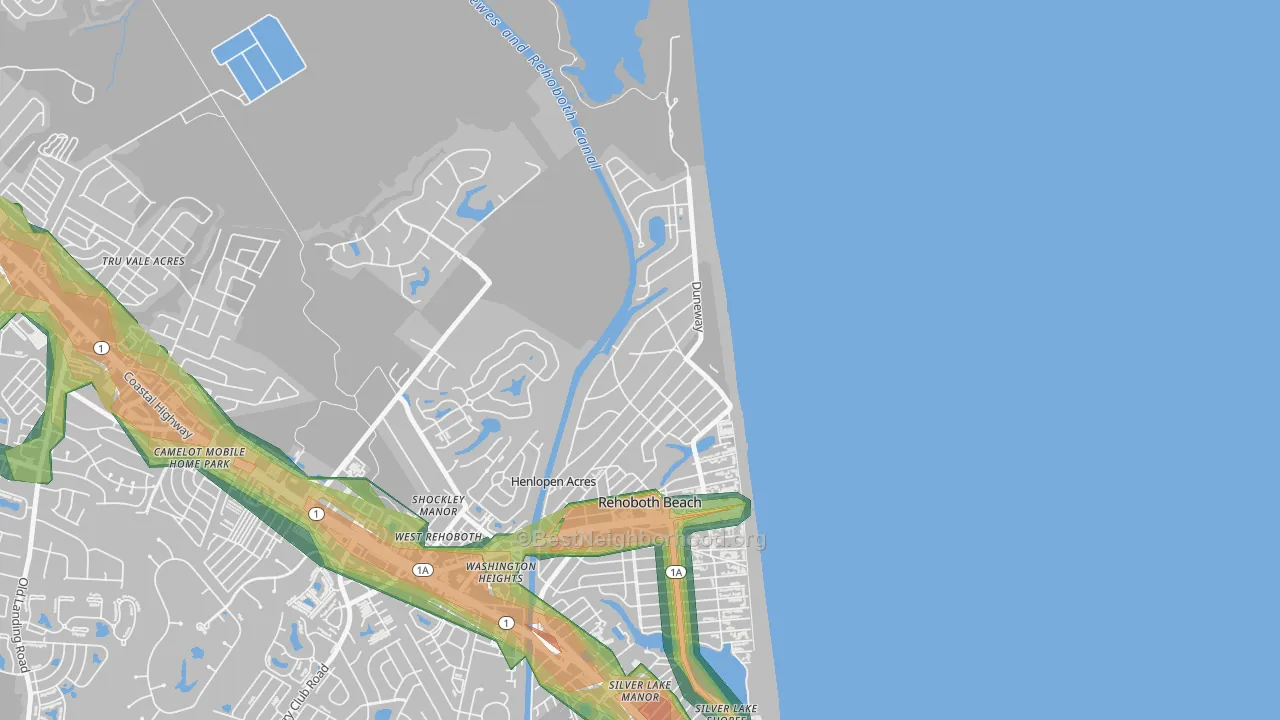 Henlopen Acres, DE Map of Noise Levels in Henlopen Acres