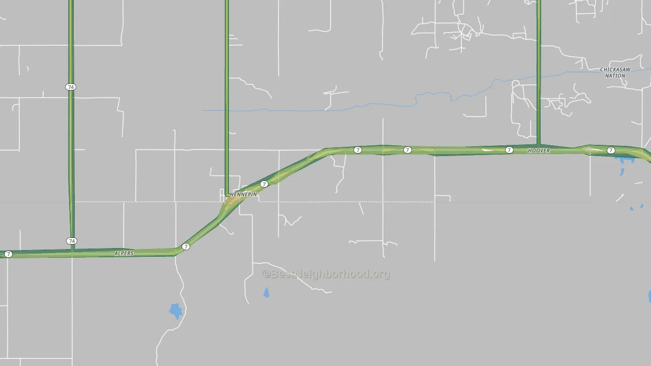 Hennepin, OK Map of Noise Levels in Hennepin