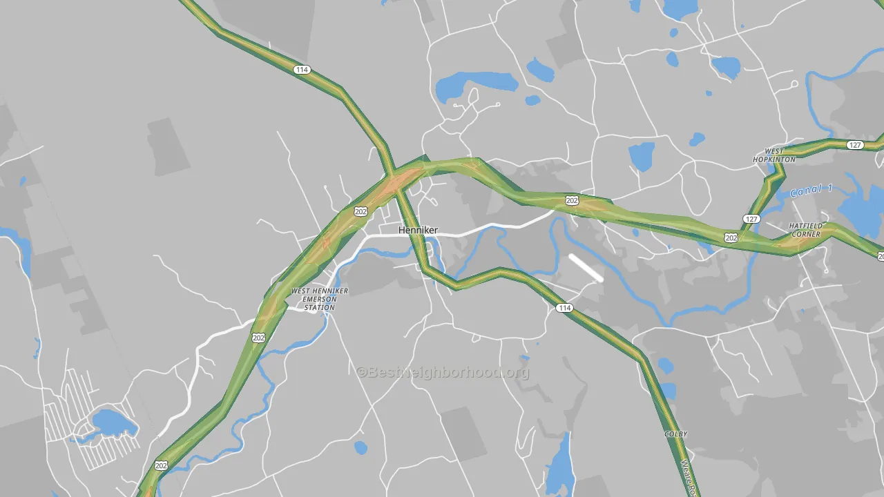 Henniker, NH Map of Noise Levels in Henniker